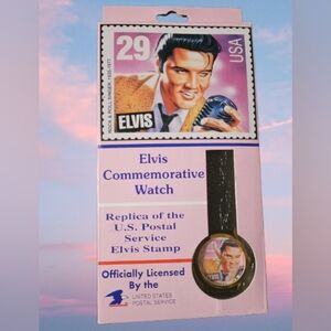📣 Vintage 1993 USPS Elvis Presley 🎶 Commemorative Stamp ⌚Watch 🆕 In Box 😍